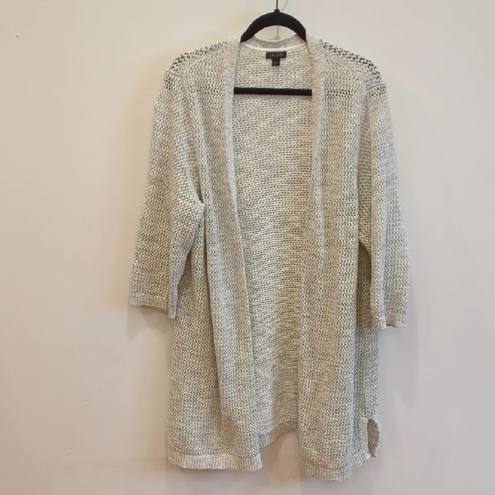 J.Jill Cotton Open Knit Spring Summer Beach Coastal Cardigan Gray Size XXL ECU